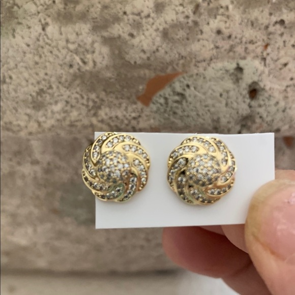 Gold Plated Swirl Stud Earrings - Picture 1 of 3